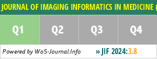 JOURNAL OF IMAGING INFORMATICS IN MEDICINE (Formerly, JOURNAL OF DIGITAL IMAGING) - WoS Journal Info