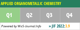 APPLIED ORGANOMETALLIC CHEMISTRY - WoS Journal Info