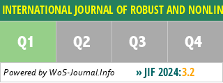 INTERNATIONAL JOURNAL OF ROBUST AND NONLINEAR CONTROL - WoS Journal Info