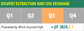 SOLVENT EXTRACTION AND ION EXCHANGE - WoS Journal Info
