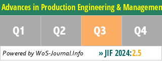 Advances in Production Engineering & Management - WoS Journal Info