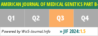 AMERICAN JOURNAL OF MEDICAL GENETICS PART B-NEUROPSYCHIATRIC GENETICS - WoS Journal Info
