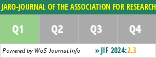 JARO-JOURNAL OF THE ASSOCIATION FOR RESEARCH IN OTOLARYNGOLOGY - WoS Journal Info
