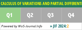 CALCULUS OF VARIATIONS AND PARTIAL DIFFERENTIAL EQUATIONS - WoS Journal Info