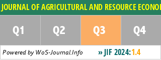 JOURNAL OF AGRICULTURAL AND RESOURCE ECONOMICS - WoS Journal Info
