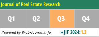 Journal of Real Estate Research - WoS Journal Info