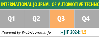 INTERNATIONAL JOURNAL OF AUTOMOTIVE TECHNOLOGY - WoS Journal Info