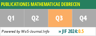 PUBLICATIONES MATHEMATICAE DEBRECEN - WoS Journal Info