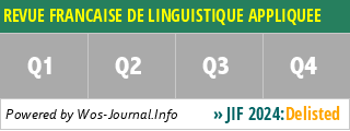 REVUE FRANCAISE DE LINGUISTIQUE APPLIQUEE - WoS Journal Info