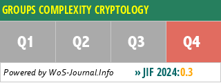 GROUPS COMPLEXITY CRYPTOLOGY - WoS Journal Info