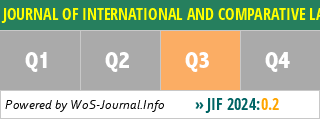 JOURNAL OF INTERNATIONAL AND COMPARATIVE LAW - WoS Journal Info