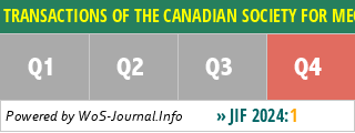TRANSACTIONS OF THE CANADIAN SOCIETY FOR MECHANICAL ENGINEERING - WoS Journal Info