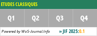 ETUDES CLASSIQUES - WoS Journal Info