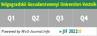 Volgogradskii Gosudarstvennyi Universitet-Vestnik-Seriya 4-Istoriya Regionovedenie Mezhdunarodnye Otnosheniya - WoS Journal Info