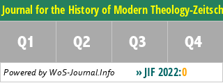 Journal for the History of Modern Theology-Zeitschrift fur Neuere Theologiegeschichte - WoS Journal Info