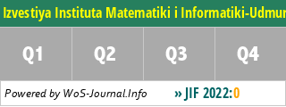 Izvestiya Instituta Matematiki i Informatiki-Udmurtskogo Gosudarstvennogo Universiteta - WoS Journal Info