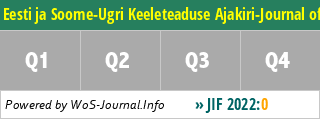 Eesti ja Soome-Ugri Keeleteaduse Ajakiri-Journal of Estonian and Finno-Ugric Linguistics - WoS Journal Info