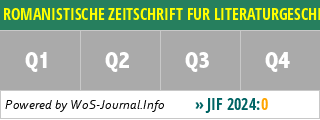 ROMANISTISCHE ZEITSCHRIFT FUR LITERATURGESCHICHTE-CAHIERS D HISTOIRE DES LITTERATURES ROMANES - WoS Journal Info