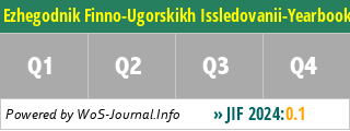 Ezhegodnik Finno-Ugorskikh Issledovanii-Yearbook of Finno-Ugric Studies - WoS Journal Info
