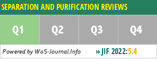 SEPARATION AND PURIFICATION REVIEWS - WoS Journal Info