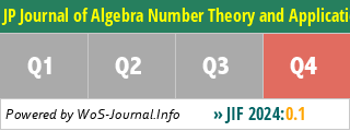 JP Journal of Algebra Number Theory and Applications - WoS Journal Info