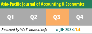 Asia-Pacific Journal of Accounting & Economics - WoS Journal Info