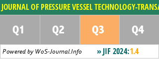 JOURNAL OF PRESSURE VESSEL TECHNOLOGY-TRANSACTIONS OF THE ASME - WoS Journal Info